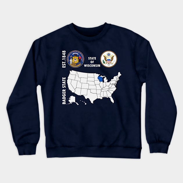 State of Wisconsin Crewneck Sweatshirt by NTFGP